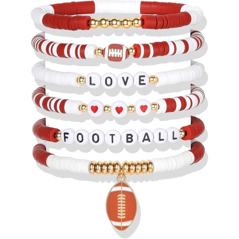 2026 World Cup Football Bracelet Set – Soccer Charm Beaded Stack Bracelets for Fans