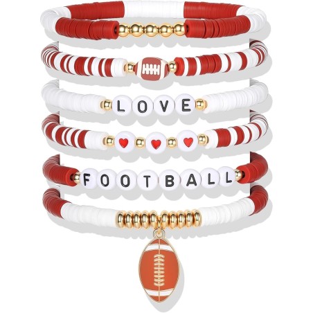 2026 World Cup Football Bracelet Set – Soccer Charm Beaded Stack Bracelets for Fans