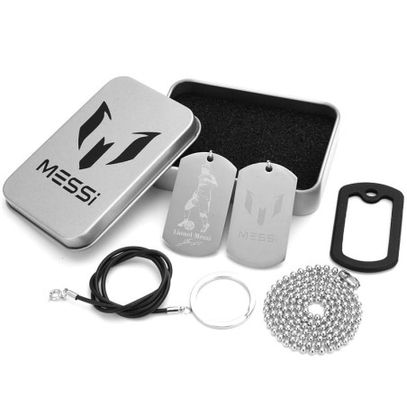 Soccer Fan Accessory Gift Set with Dog Tag Necklace Keychains Card Case and Storage Tin