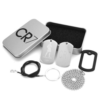 Soccer Fan Accessory Gift Set with Dog Tag Necklace Keychains Card Case and Storage Tin 2