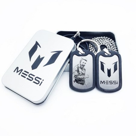 Soccer Fan Accessory Gift Set with Dog Tag Necklace Keychains Card Case and Storage Tin