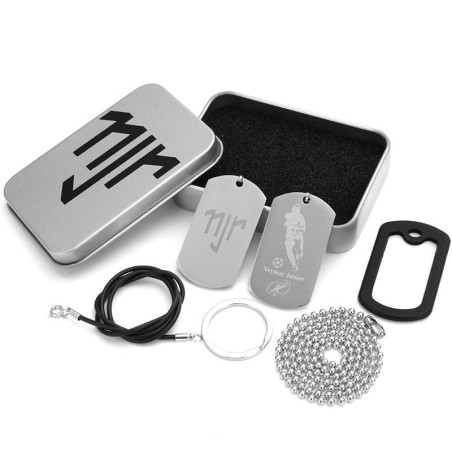Soccer Fan Accessory Gift Set with Dog Tag Necklace Keychains Card Case and Storage Tin