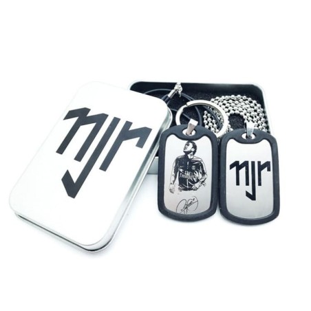 Soccer Fan Accessory Gift Set with Dog Tag Necklace Keychains Card Case and Storage Tin