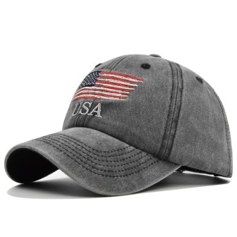Washed distressed American embroidered baseball cap USA embroidery