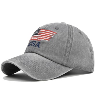 Washed distressed American embroidered baseball cap USA embroidery 2
